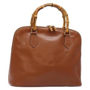 GUCCI Bamboo Hand Bag Leather Brown Gold 000 1186 0289 Auth 134226